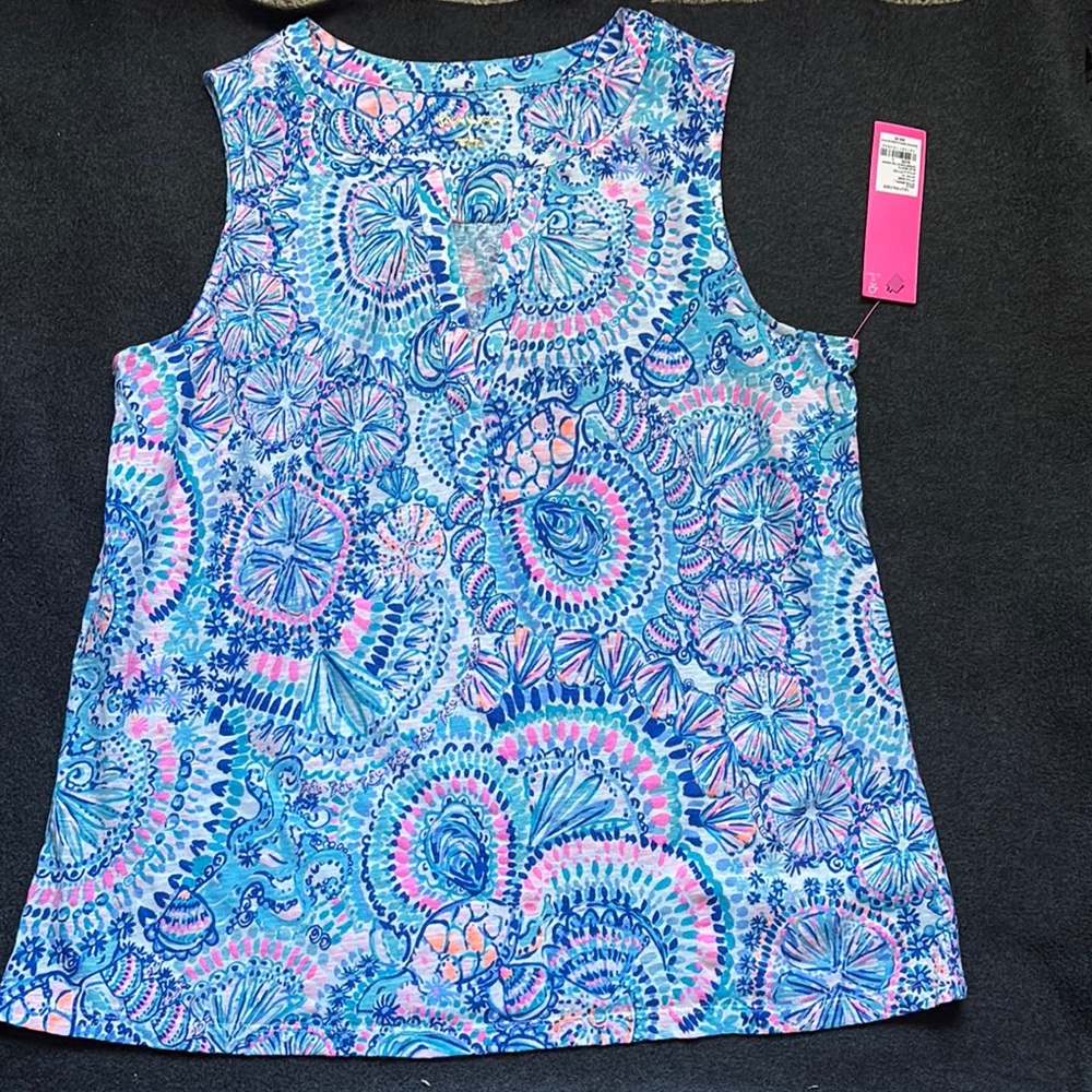 Lilly Pulitzer Vibrant Blue and Pink v-neck Top